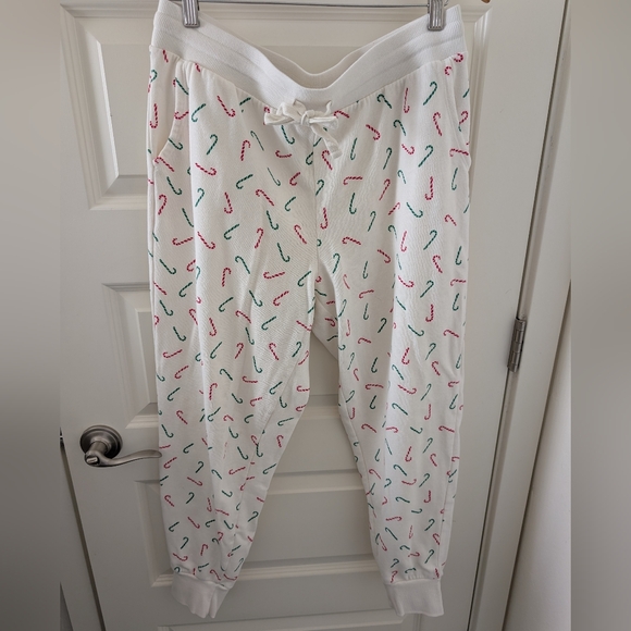 COLSIE Jogger Pajama Pants with Red and Green Candy Cane Print Size L - Picture 1 of 12